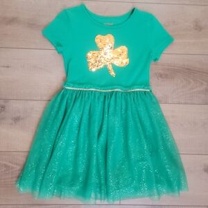 Cat & Jack Girls Shamrock Sequin Flip Dress Green St. Patrick’s Day Medium
